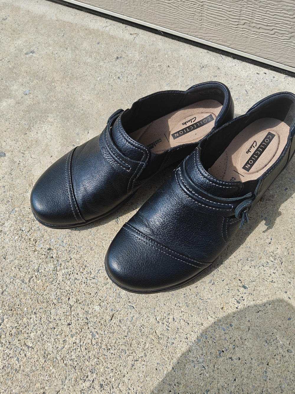 Clarks Black Leather Slip-On Casual Shoes